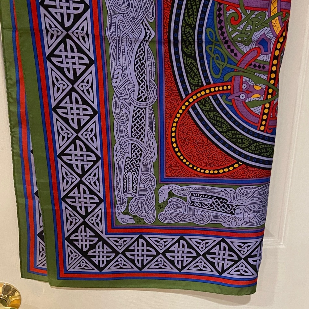 Multicolor Celtic Pattern Scarf Silk Scarf - Picture 7 of 10